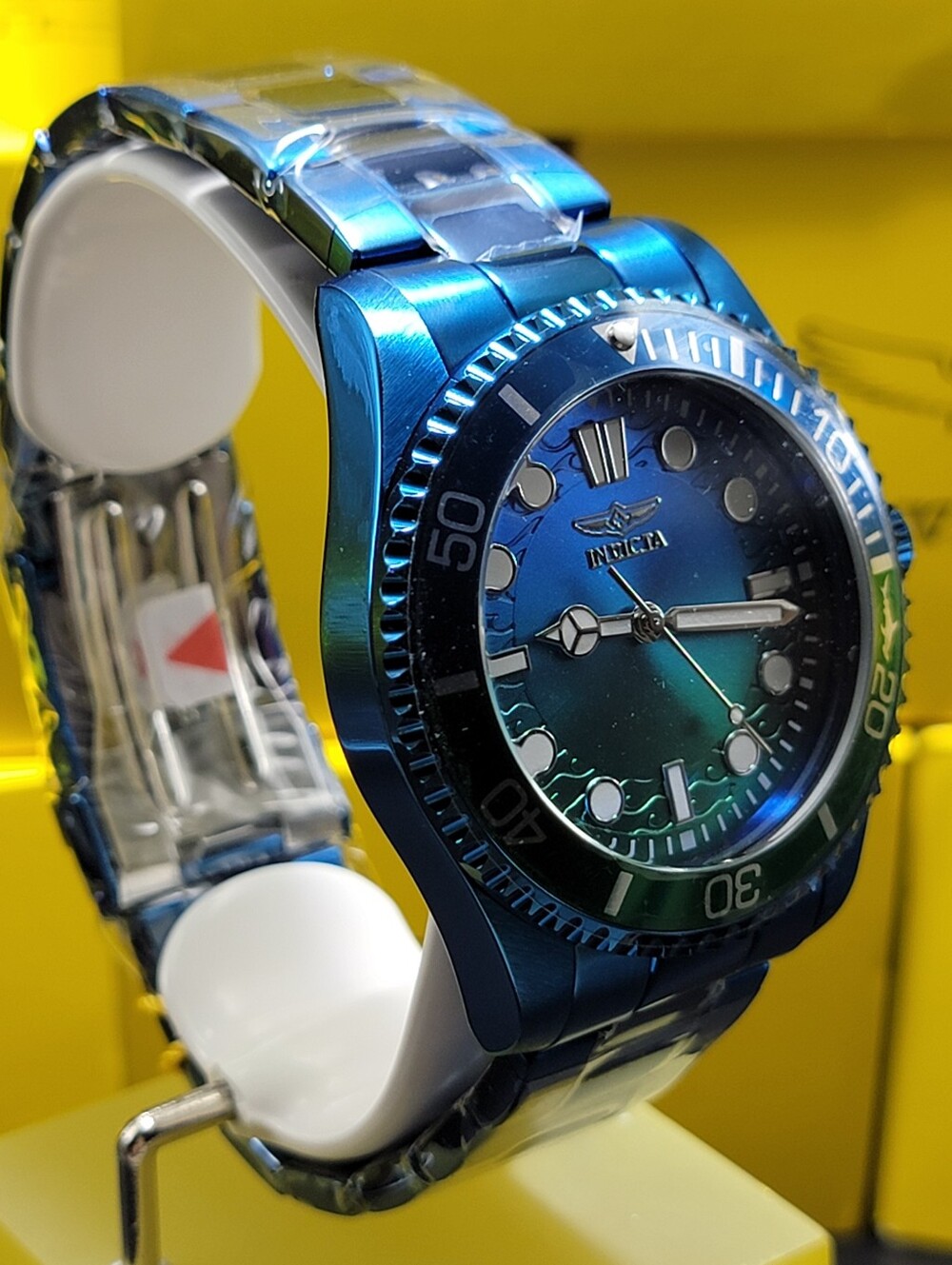 Invicta ⌚️ Pro Diver Kromatyk 43mm Blue Steel Watch Gradient Green Dial 50966